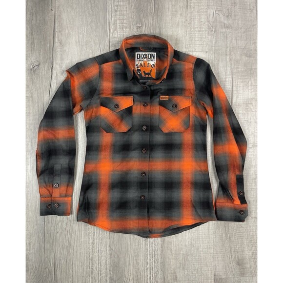 DIXXON Tops - Dixxon Flannel Company Women's Small Salem 13 Flannel Orange Black Rare Fall U